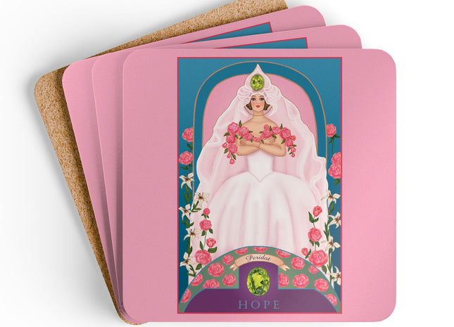 Leo Zodiac Design – August & Peridot by Sofia Chiostri | Corkwood Coaster Set