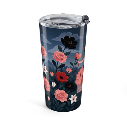 🌹🎭 The Rose Masquerade Promenade Tumbler, 20oz – Art Deco Floral Elegance