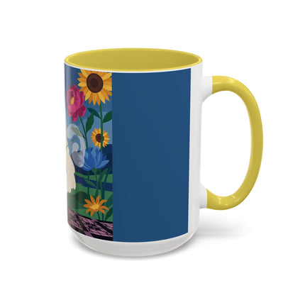 The Lady Of The Golden Parasol Colorful Mugs – Art Deco Botanical Elegance