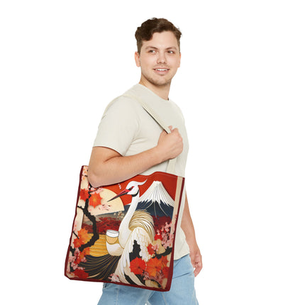 Crane at an Autumn Vineyard Tote Bag (AOP)