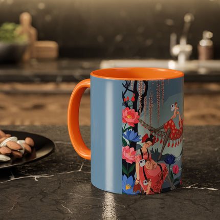 The Ladies Of The Enchanted Hammock Colorful Mugs – Art Deco Whimsical Garden Elegance