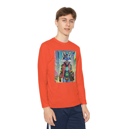 Cyber Hyena Youth Long Sleeve Competitor Tee – Neon Mischief & Futuristic Style
