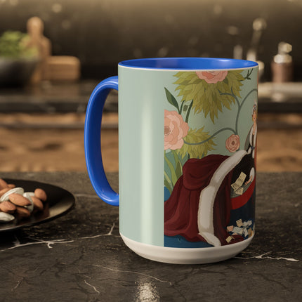 The Lady Of The Scarlet Chaise Colorful Mugs – Art Deco Romantic Elegance