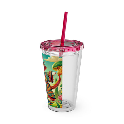 Dragon Dance on Wheels Sunsplash Tumbler with Straw, 16oz