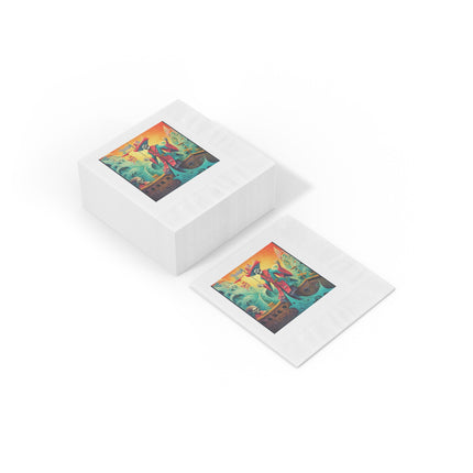 Skeleton Crew of the Misty Seas White Coined Napkins