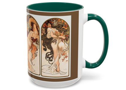 The Seasons by Alphonse Maria Mucha Colorful Mugs (11oz, 15oz)