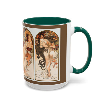 The Seasons by Alphonse Maria Mucha Colorful Mugs (11oz, 15oz)