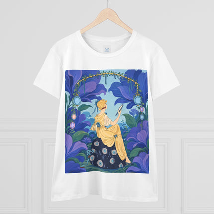 🪞🌺 The Enchanted Garden Mirror Cotton Tee – Art Deco Fashion Whimsy