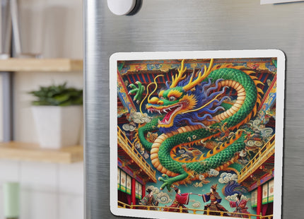 Tibetan Dragon Over Kabuki Duel Die-Cut Magnets (4 Sizes)