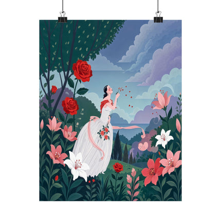 🌹💌 The Lady Of The Whispering Roses Matte Vertical Poster – Art Deco Garden Romance