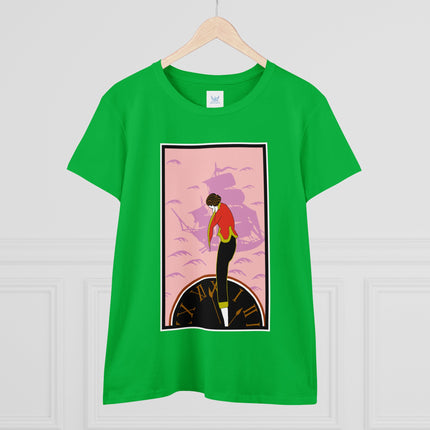 Woman Waiting for her Beloved at 1:59 by Kobayashi Kaichi Women's Midweight Cotton Tee