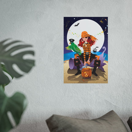 Moonlit Pirate Halloween Fine Art Posters