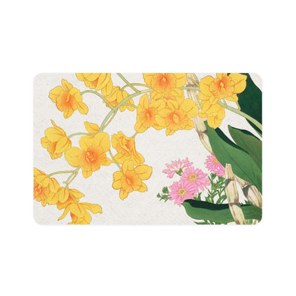 Golden Orchid Cascade Pet Food Mat – Vintage Japanese Bloom