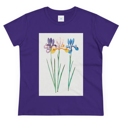 Women's Blue Iris Print Midweight Cotton Tee
