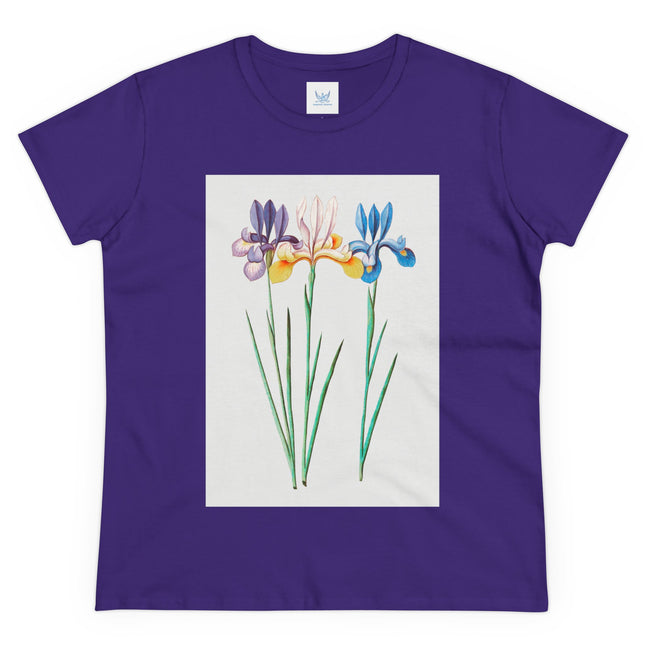Women's Blue Iris Print Midweight Cotton Tee