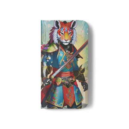 🦁🦊⚔️ Cyberpunk Lion Samurai Flip Case – Futuristic Honor & Kitsune Spirit