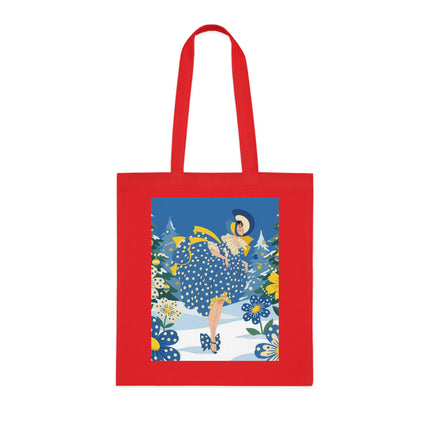 💙🎄 The Bluebell Christmas Promenade Cotton Tote Bag – Art Deco Holiday Elegance