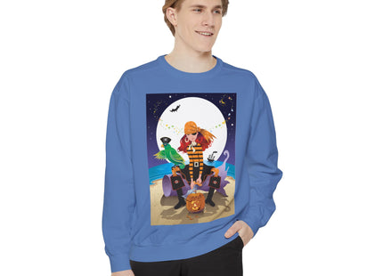 Moonlit Pirate Halloween Unisex Garment-Dyed Sweatshirt