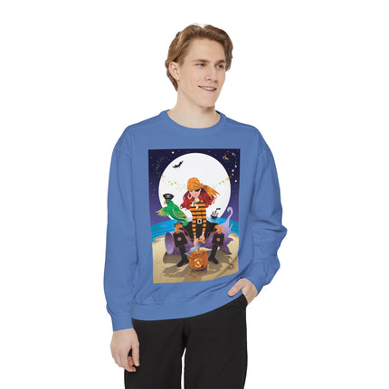 Moonlit Pirate Halloween Unisex Garment-Dyed Sweatshirt