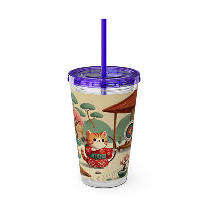 Archer Kitten in the Zen Garden Sunsplash Tumbler with Straw, 16oz