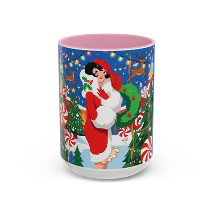 🦌🍬 The Lady Of The Peppermint Christmas Garden Colorful Mug – Colorful Art Deco Holiday Fantasy