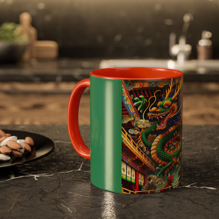 Tibetan Dragon Over Kabuki Duel Colorful Mugs (11oz, 15oz)