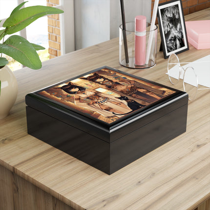 Egyptian Priestess Cats Jewelry Box
