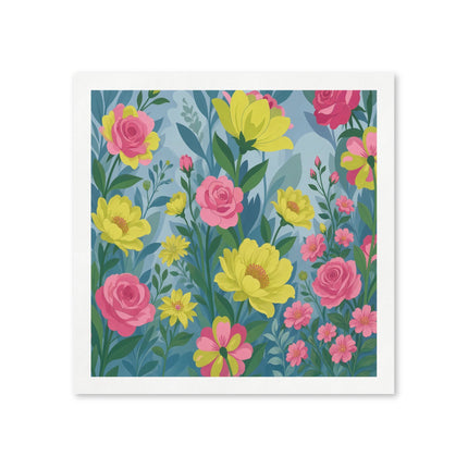 🌸🌼 The Pink Rose And Golden Blossom Garden Napkins – Whimsical Botanical Floral Art