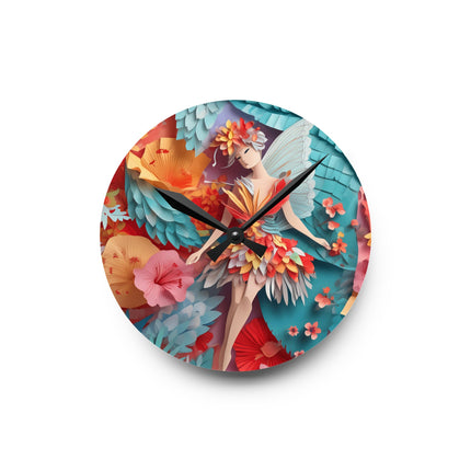 Hibiscus Fairy Acrylic Wall Clock, Round and Square