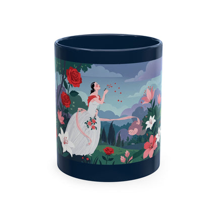 🌹💌 The Lady Blowing Kisses In The Rose Garden Ceramic Mug – Art Deco Floral Romance