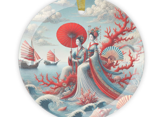 Ladies by the Quiet Sea Glass Ornament