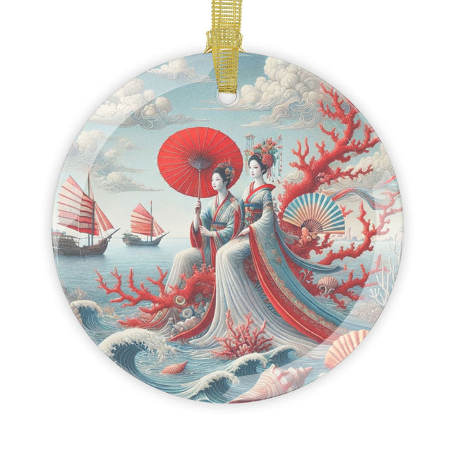 Ladies by the Quiet Sea Glass Ornament