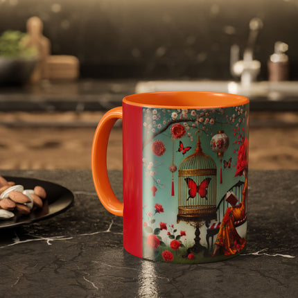 Reading in a Painted Garden Colorful Mugs (11oz, 15oz)