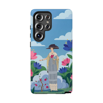 🌸🎩 The Lady Of The Grand Flower Garden Phone Case – Art Deco Fashion Illustration