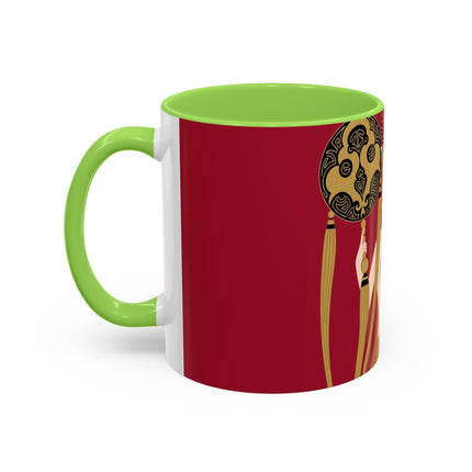 Butterfly Empress of the Crimson Pavilion Colorful Mug (11oz, 15oz) – Art Deco Beauty, Butterfly Elegance & Ornamental Style