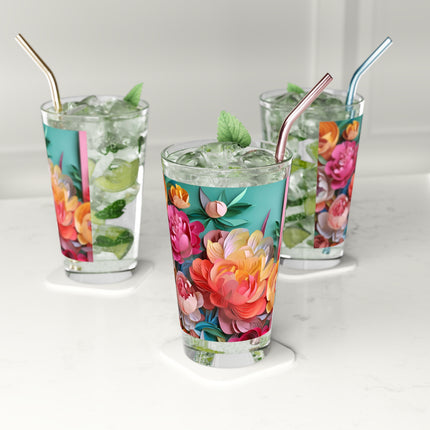 Peonies in Full Bloom Glass, 16oz