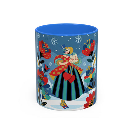 ❤️❄️ The Winter Heart Messenger Colorful Mug – Art Deco Snow Garden Fantasy