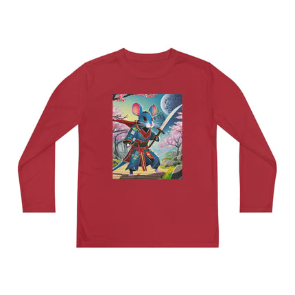 Cyber Samurai Rat Youth Long Sleeve Competitor Tee – Neon Warriors & Futuristic Adventure