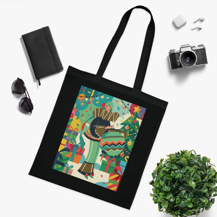 🎄🎁 The Lady Of The Christmas Ornament Cotton Tote Bag – Art Deco Holiday Fantasy