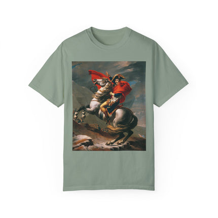 Napoleon Crossing the Alps by Jacques-Louis David Unisex Garment-Dyed T-shirt
