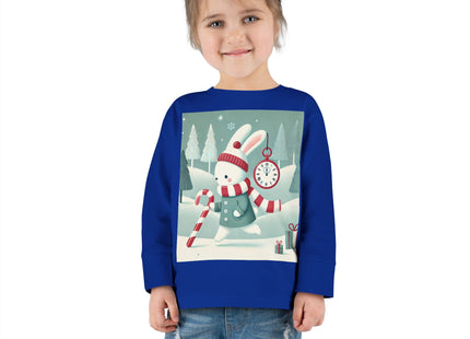 Candy Cane Timekeeper Bunny Toddler Long Sleeve Tee