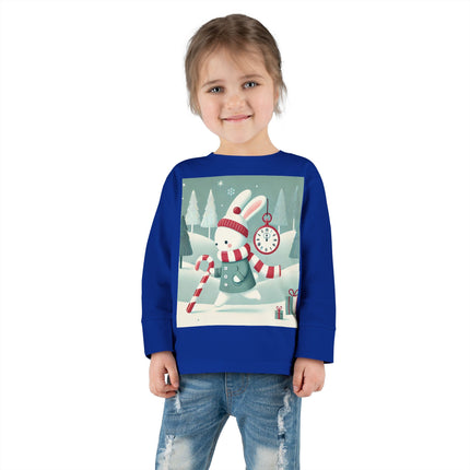 Candy Cane Timekeeper Bunny Toddler Long Sleeve Tee