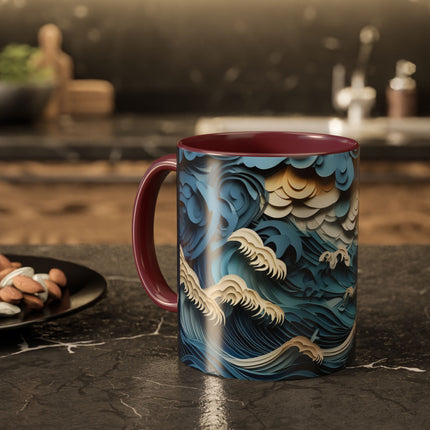 Dramatic Ocean with Crashing Waves Colorful Mugs (11oz, 15oz)