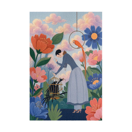 🦜🌺 The Lady Of The Garden Aviary Puzzle – Art Deco Floral Whimsy
