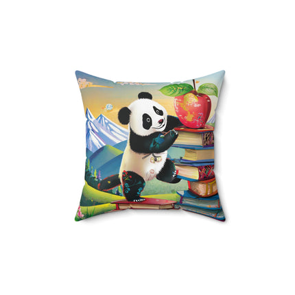 Cute Panda Spun Polyester Square Pillow