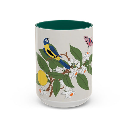 Blue Tit & Butterfly Colorful Mugs – Spring Harmony & Delicate Beauty