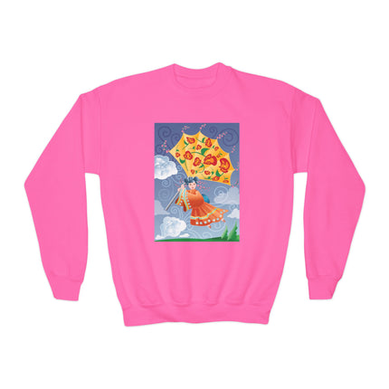 Flight of Blossoms Youth Crewneck Sweatshirt – Freedom, Imagination & Joyful Flight