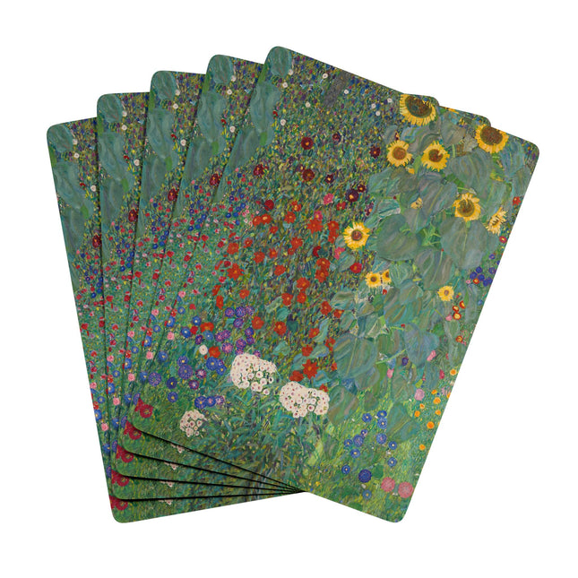 Farm Garden with Sunflowers by Gustav Klimt Playing Cards