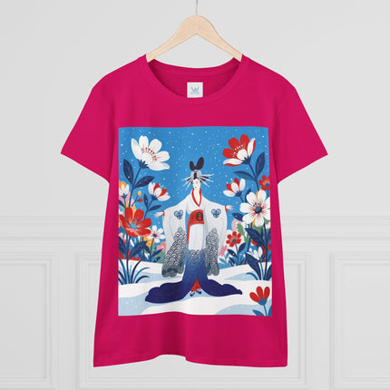 🌸❄️ The Winter Blossom Kimono Cotton Tee – Japanese-Inspired Floral Elegance