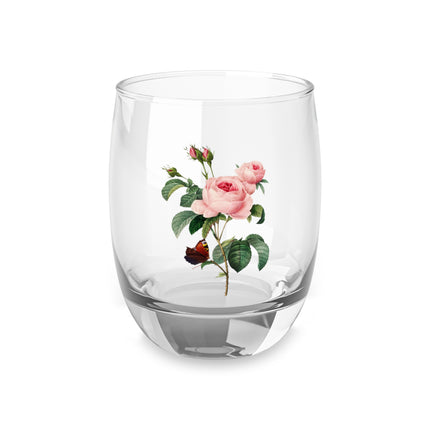 Cabbage Rose botanical illustration by Pierre-Joseph Redouté Whiskey Glass